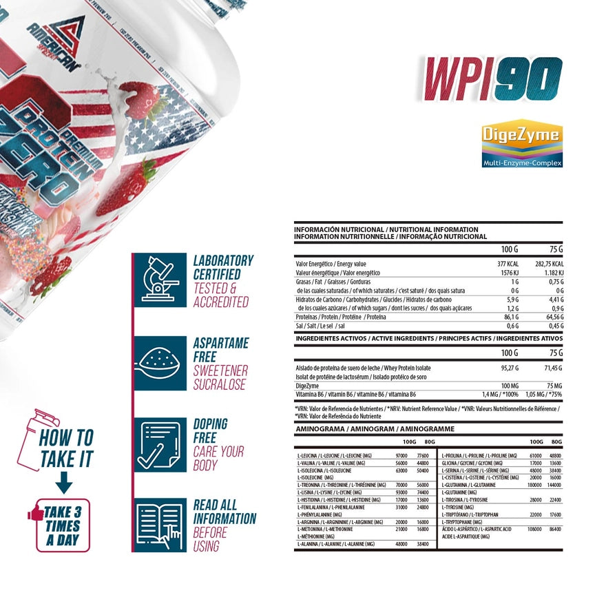 Premium 86% | 25 aminoácidos | IsoZero | PURE WPI90®  900gr
